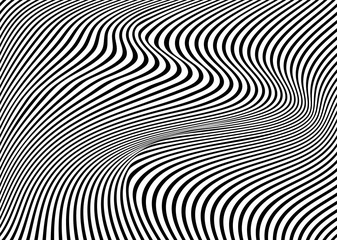 Abstract wave lines in black and white background. Vector illustration.