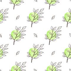 Green spring floral seamless pattern