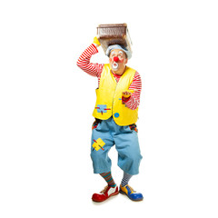 A funny clown with smiling joyful expression