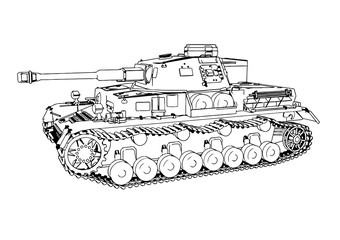 sketch of old military equipment tank vector