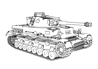 Obraz premium sketch of old military equipment tank vector