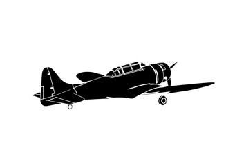 silhouette of old military aircraft vector