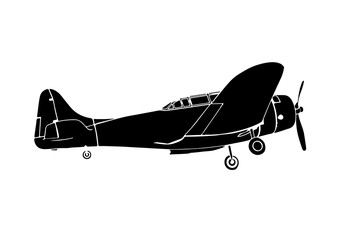 silhouette of old military aircraft vector