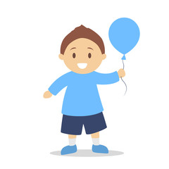 Little boy character in blue t-shirt and shorts