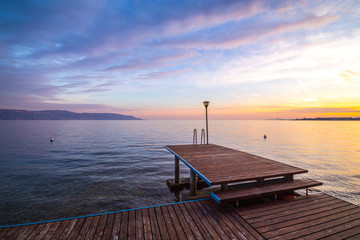 A pier on Garda Lake, Brescia province, Lombardy, Italy
