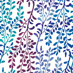 Seamless pattern with herbs, foliage and plants