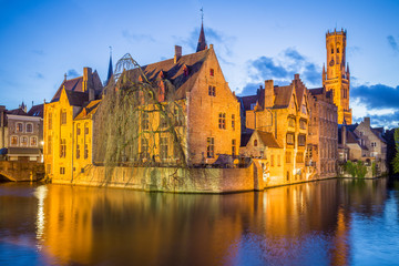 Bruges old town during evening. Bruges, Belgium
