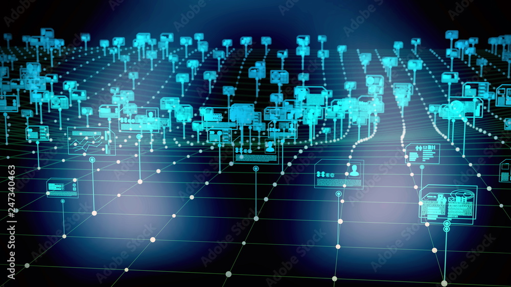 Poster internet digital data storage and management concept