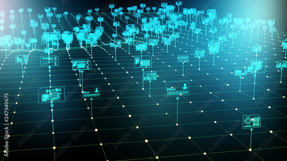 Poster internet digital data storage and management concept