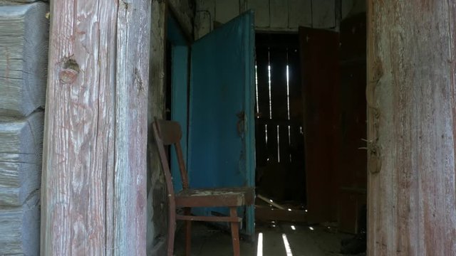 Abandoned country house. Door