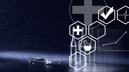 Medical drug ampoules. Medicines for injection.