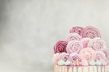 Beautiful festive cake biscuit with different creams