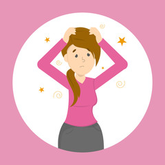 Woman fainting. Symptom of disease or pregnancy.