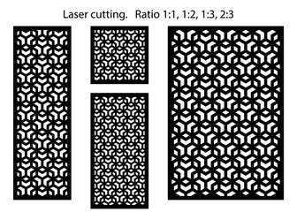Set of decorative vector panels for laser cutting. Template for interior partition in arabesque style. Ratio 1:1, 1:2, 1:3, 2:3 - Vector 