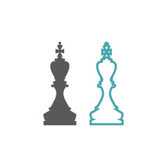 Chess figure of the king. Set of two vector icons. Flat design