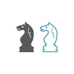 Chess figure of the horse. Set of two vector icons. Flat design