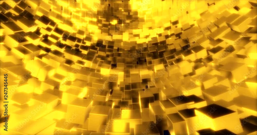 Aufkleber abstract graphics background with golden cubes on a sphere. 3d rendering