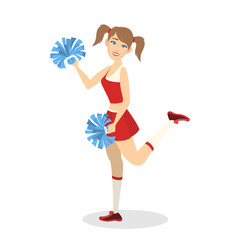 Beautiful cheerleader standing in uniform and smiling