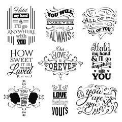 Collection of  quote typographical background . Illustration of female and male profile, unique lettering . Vector template for cards posters and banners.