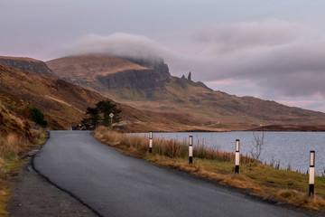 Landscape around the Old Man of Storr and the Storr cliffs, Isle of Skye Scotland, United Kingdom