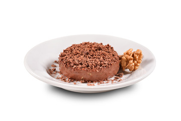 Chocolate pie isolated on white background