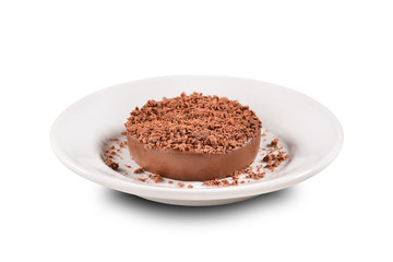 Chocolate pie isolated on white background