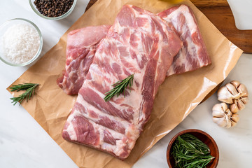 Fresh raw pork ribs