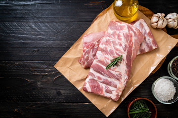 Fresh raw pork ribs