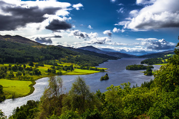 Panoramic View Over Loch Tummel And Tay Forest Park To The Mountains Of Glencoe From Queen's View...
