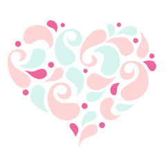Heart shape fill with petal on white background