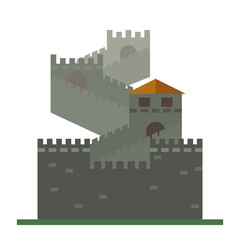 Great Wall of China flat icon isolated