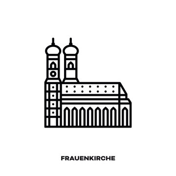 Munich Frauenkirche, Bavaria, Germany vector line icon.