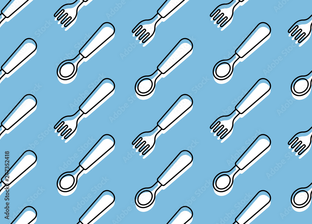 Poster seamless pattern with spoon and fork