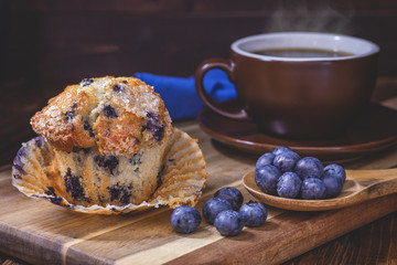 Blueberry Muffin and Berries With a Cup of Coffee
