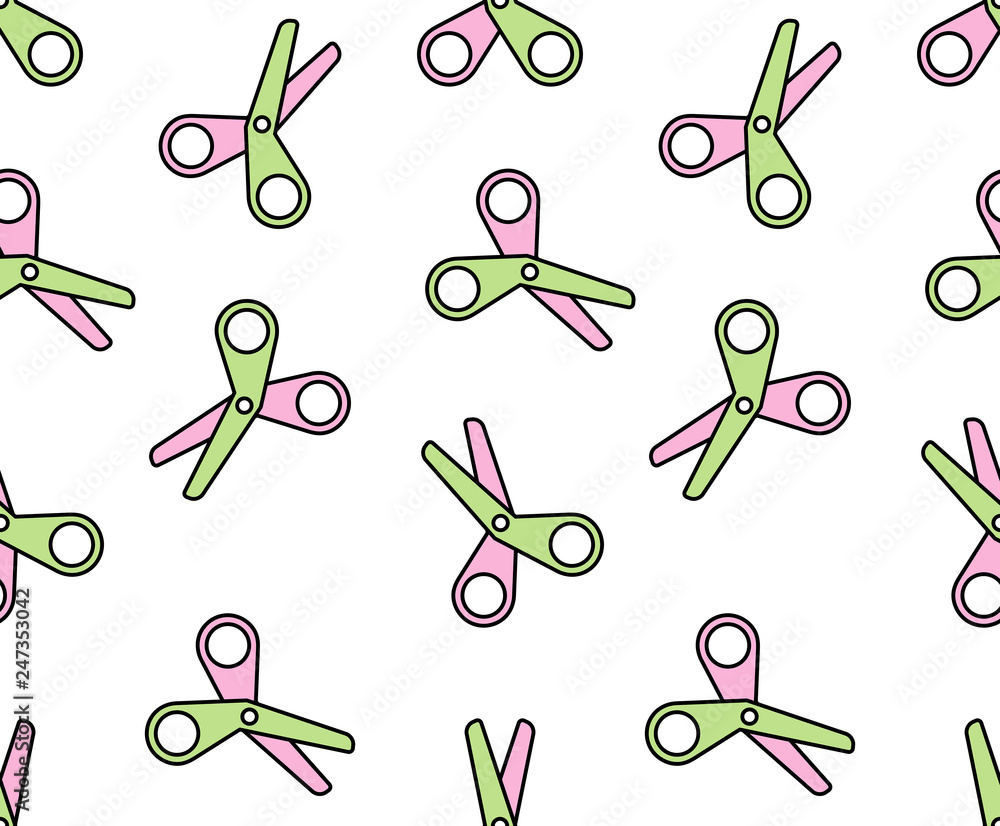 Poster seamless pattern with scissors. isolated on white background