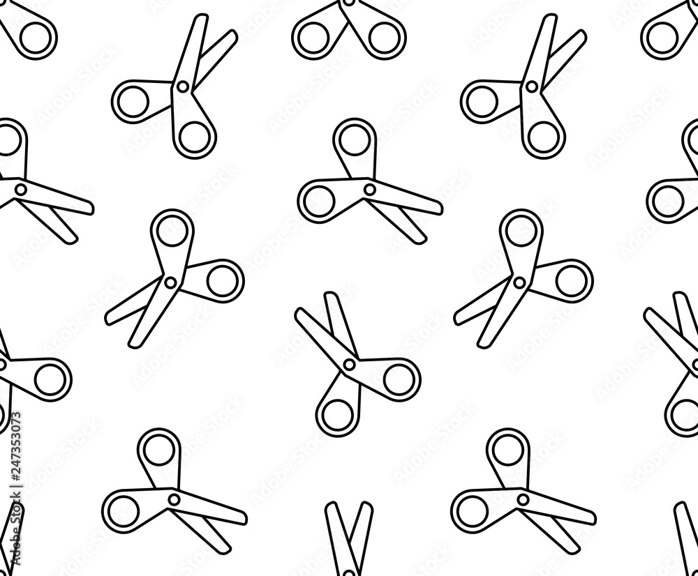 Poster seamless pattern with scissors. isolated on white background