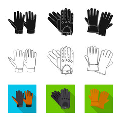 Isolated object of glove and winter symbol. Collection of glove and equipment stock vector illustration.