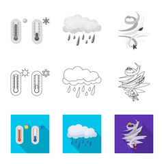 Vector design of weather and climate sign. Set of weather and cloud stock vector illustration.