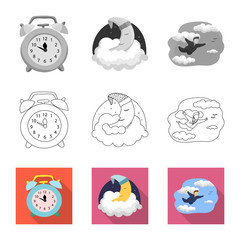 Vector design of dreams and night icon. Set of dreams and bedroom stock symbol for web.