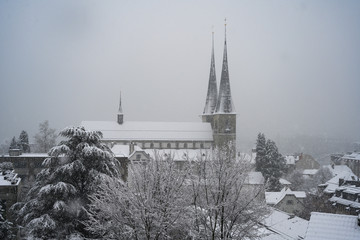 Hofkirche St.Leodegar  im Winter, Luzern, Schweiz