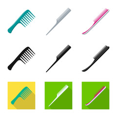 Vector design of brush and hair logo. Set of brush and hairbrush stock symbol for web.