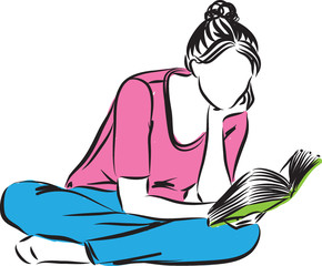 woman reading a book illustration