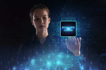The concept of business, technology, the Internet and the network. A young entrepreneur working on...