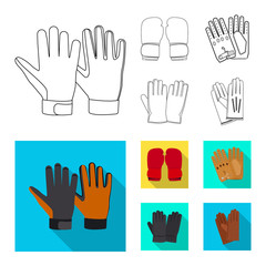 Vector illustration of glove and winter sign. Set of glove and equipment vector icon for stock.