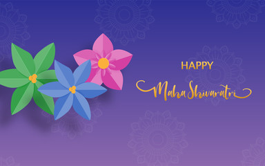 Fototapeta na wymiar Happy Maha Shivaratri or Night of Shiva festival holiday with flower. Traditional event theme.