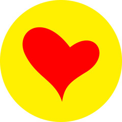 Heart shape flat color icon in round outline