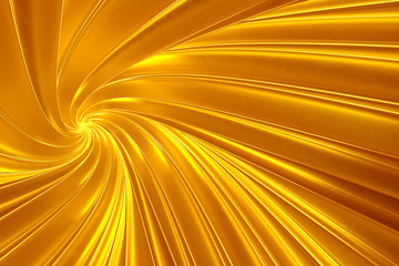 Abstract Golden background from scrolling surround of brilliant stripes 3d illustration