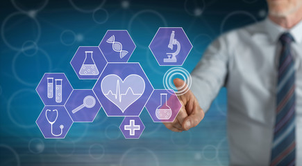 Man touching a medical technology concept