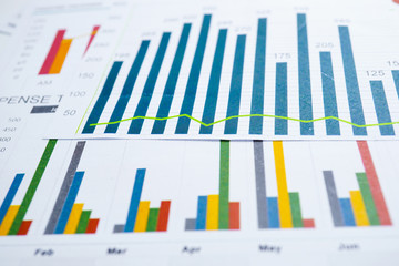 Charts Graphs spreadsheet paper. Financial development, Banking Account, Statistics, Investment Analytic research data economy, Stock exchange trading, Business office company meeting concept.