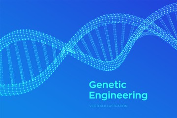 DNA sequence. Wireframe DNA molecules structure mesh. DNA code editable template. Science and Technology concept. Vector illustration.